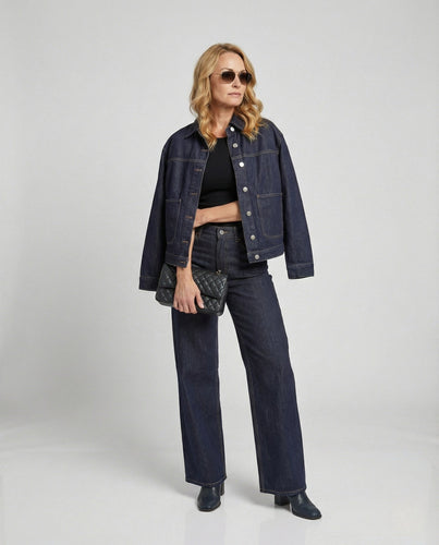 Damen Jeansjacke mit Jeans Zweiteiler Set Avellé