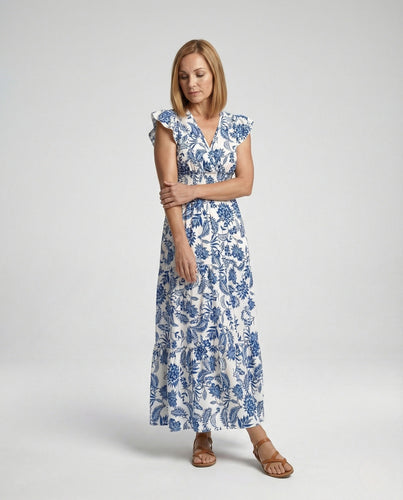 Damen Boho Maxikleid Sommer Stufen