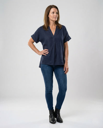 Damen Tunika Bluse V-Ausschnitt
