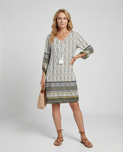 Boho Tunika Kleid Damen Mit Quasten