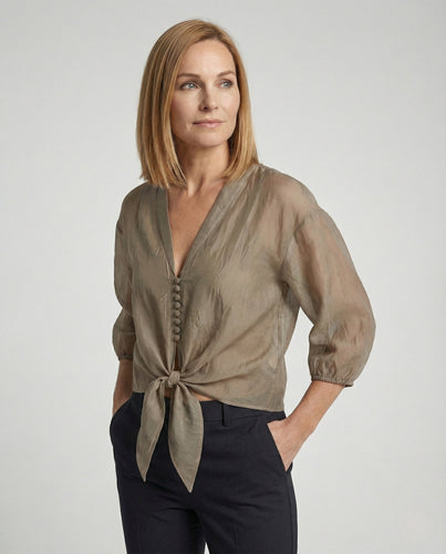 Damen Chiffon Bluse mit Puffärmeln