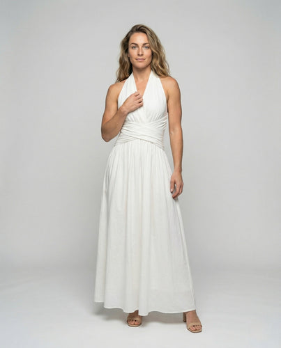 Damen Neckholder Maxikleid mit Wickeltaille