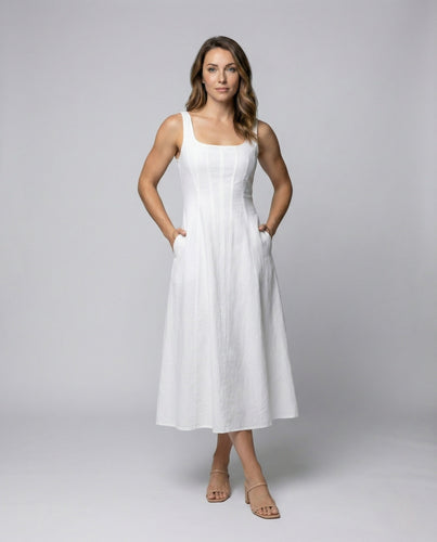 Damen A-Linien Maxikleid mit eckigem Ausschnitt