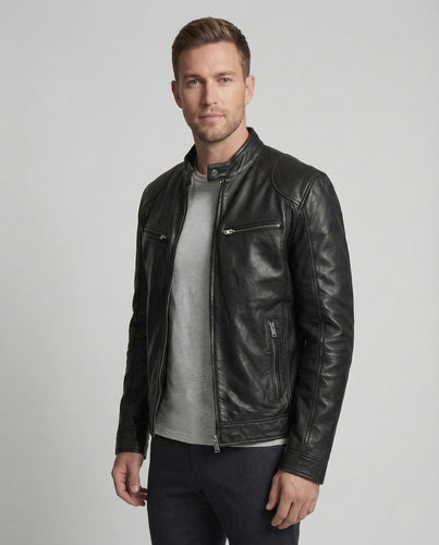 Herren Racer Lederjacke