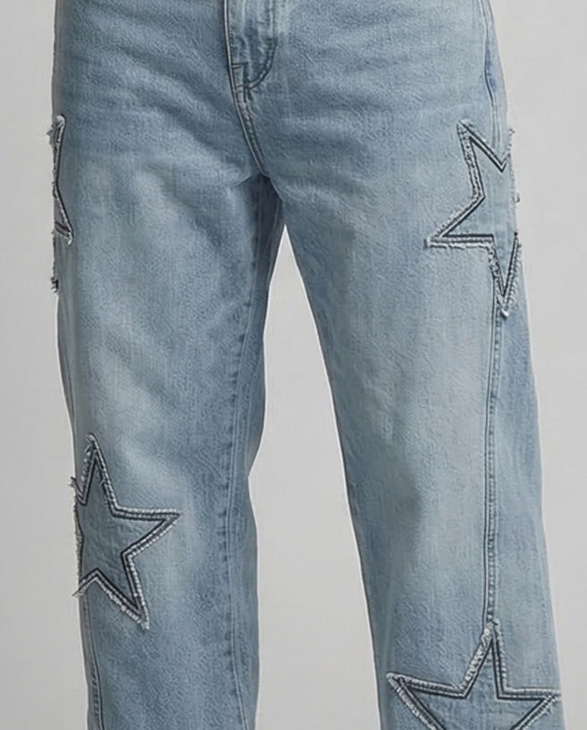 Unisex Jeans Weit Sternapplikation - Vittorelli