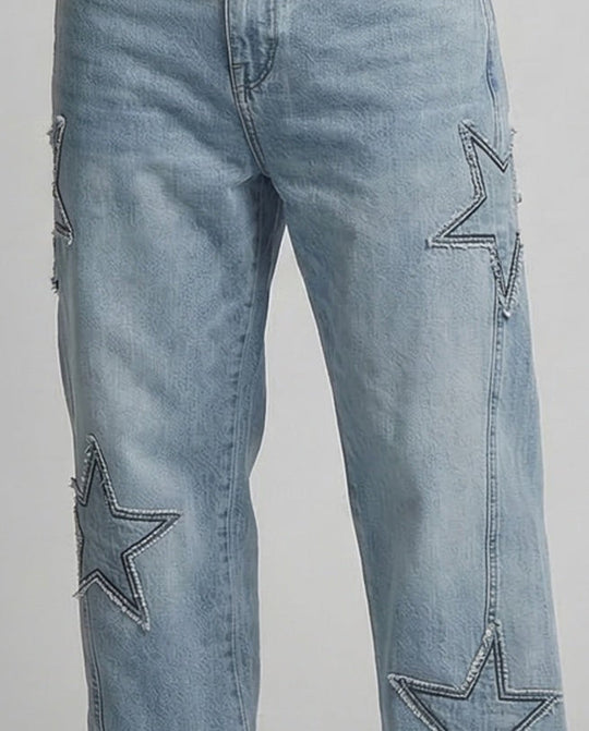Unisex Jeans Weit Sternapplikation - Vittorelli