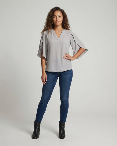 Damen Chiffonbluse Tief Ausschnitt