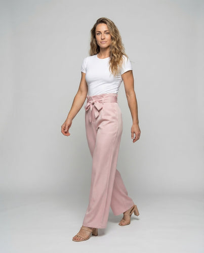 Damen Hose High Waist Bindegürtel