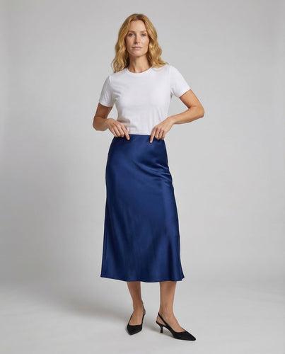 Damen Satin Midirock Schrägschnitt - Vittorelli