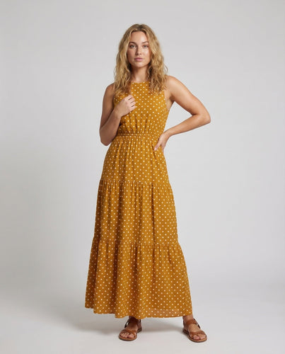 Damen Maxikleid Ärmellos Stufen