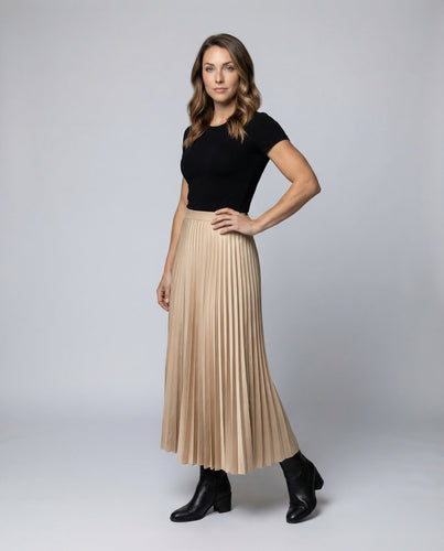 Damen Midirock Plissee High Waist - Arvani