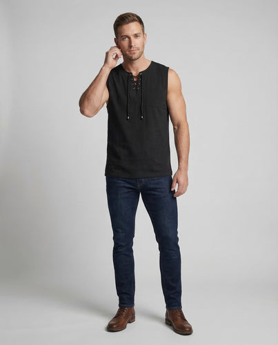 Herren Tanktop Leinen V Ausschnitt