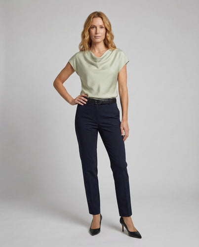 Damen Satinbluse Wasserfallkragen - Vittorelli