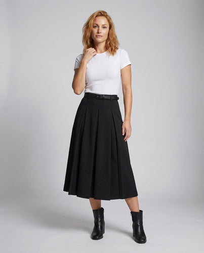 Damen Maxirock Kellerfalten Gürtel