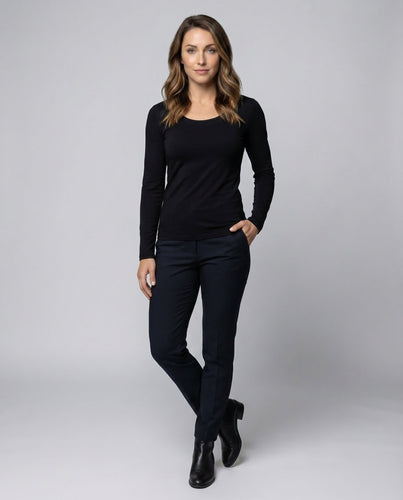 Damen Ausgestelltes Langarmshirt Baumwolljersey