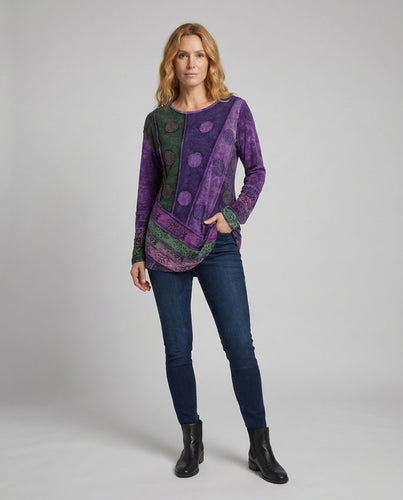 Damen Patchwork-Tunika Samtvelours