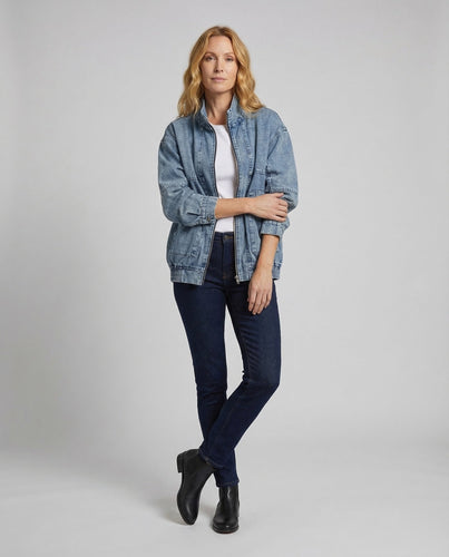 Damen Workwear-Denim-Blouson Reißverschluss