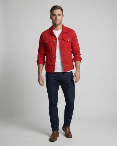 Herren Slim-Fit Jeansjacke Ziernähte - Vittorelli