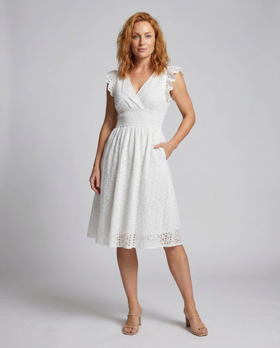Damen A-Linien-Kleid Lochstickerei