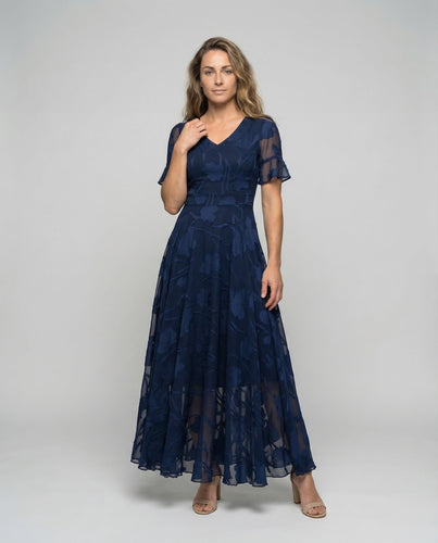 Damen Chiffon-Abendkleid Florale Applikation