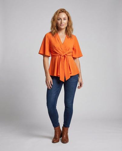 Damen Wickelbluse Volantärmel