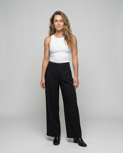 Damen Bundfaltenhose Weites Bein