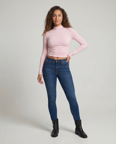 Damen Bauchfreies Langarmshirt Stretchjersey
