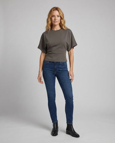 Damen Oversize-Batwing-Top Taillierter Bund