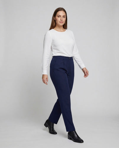 Damen Bügelfalten-Hose Elastischer Rückenbund