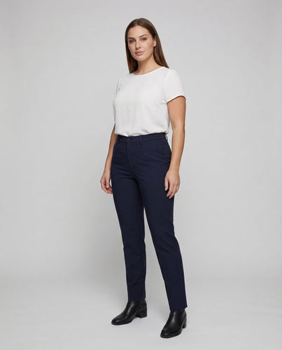 Damen Hochtaillen-Stretchhose Bügelfalte