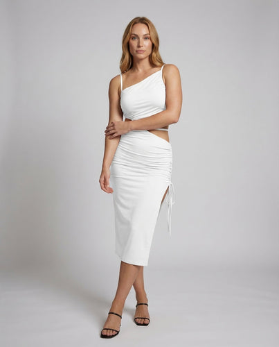 Damen Cut-Out-Midaxi Schnürraffung Beinschlitz