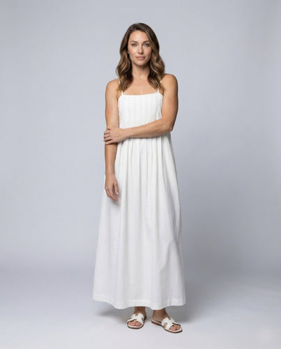 Damen Maxikleid Kellerfalten Spaghettiträger