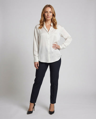 Damen Oversize-Hemdbluse Satinierte Optik
