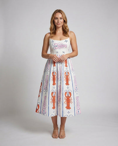 Damen Midikleid Maritimes Hummermotiv