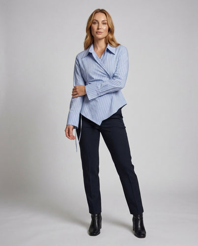Damen Hemdbluse Tailliert Nadelstreifenoptik