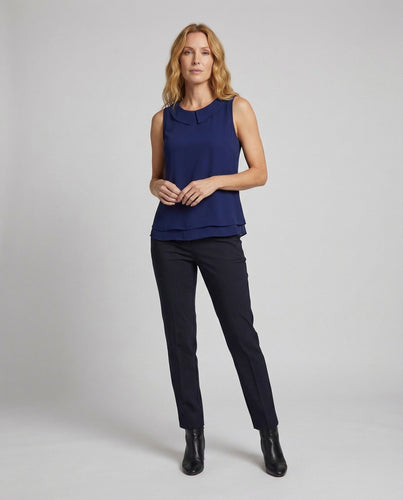 Damen Chiffonbluse Bubikragen Doppellagiger Saum