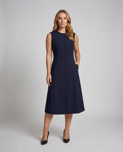 Damen Midikleid Wiener Nähte A-Linie