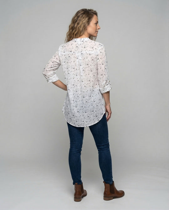 Damen leichte Leinenoptik-Tunika-Bluse.