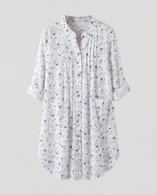 Damen leichte Leinenoptik-Tunika-Bluse.