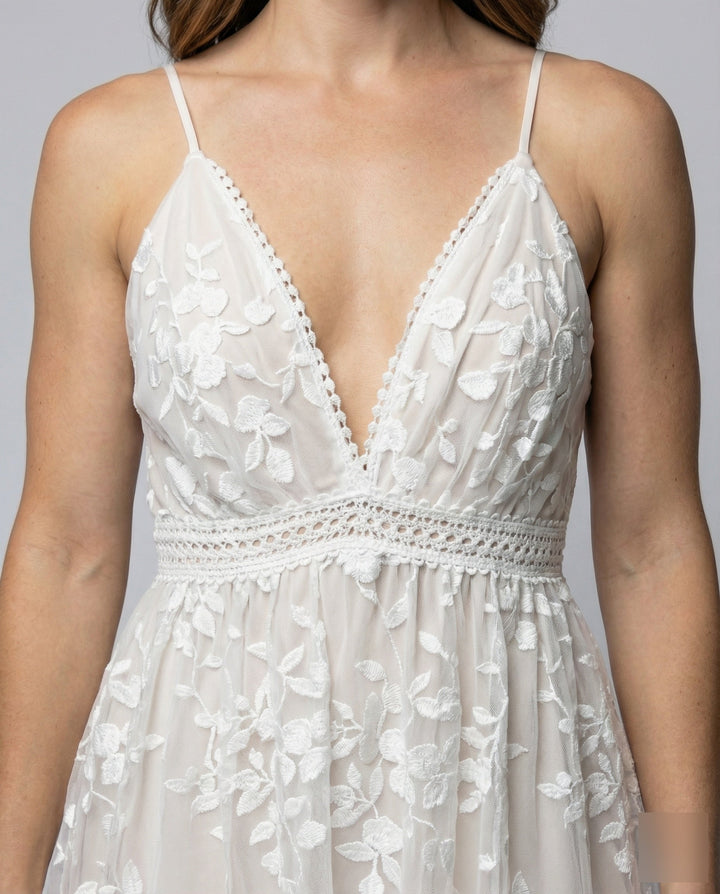 Damen zartes Spitzen-Minikleid mit Spaghettiträgern