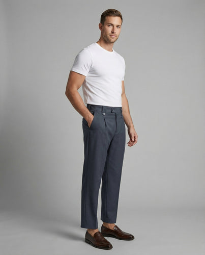 Herren elegante Schneiderhose mit Knopf-Tabs
