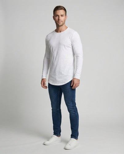 Herren langärmeliges Longshirt mit Rundsaum