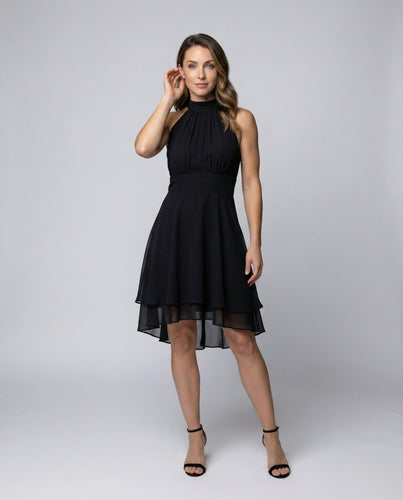 Damen Chiffon-Cocktailkleid mit Volant-Saum - Vittorelli