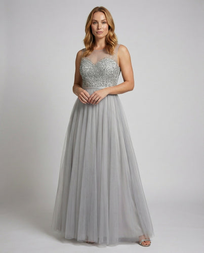 Damen Illusions-Abendkleid mit mehrlagigem Tüllrock