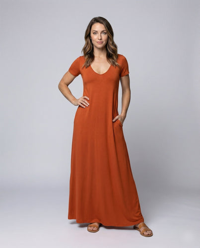 Damen komfortables Jersey-A-Linien-Maxikleid