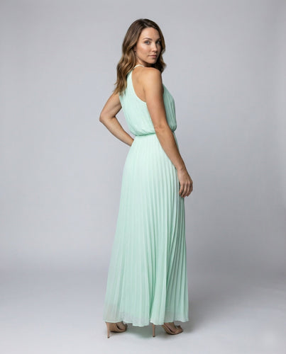 Damen langes plissiertes Gala-Maxikleid