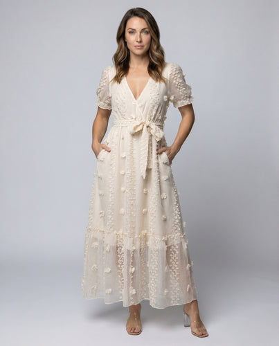 Damen Chiffon-Maxikleid mit Blütenapplikationen - Vittorelli