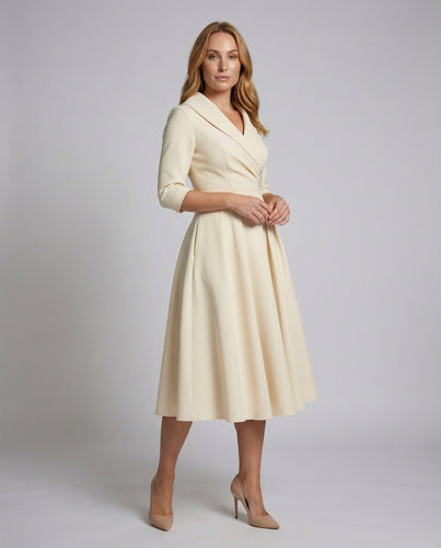 Damen Retro-Midikleid mit Schalkragen