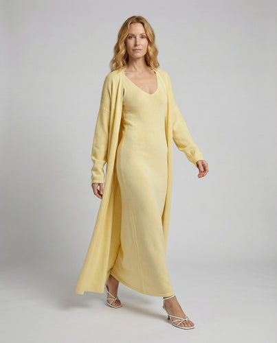 Damen geripptes Slipkleid mit Longcardigan
