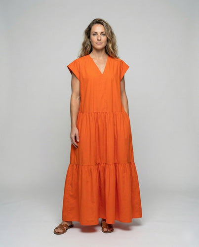 Damen lässiges Stufen-Maxikleid im Kaftan-Stil